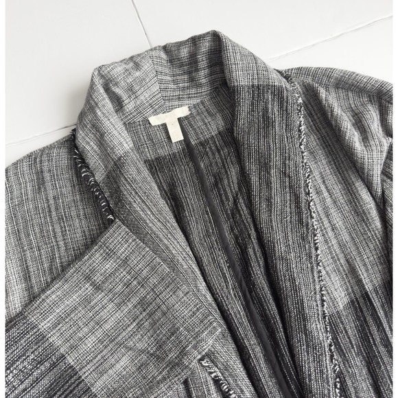 Eileen Fisher Hazy Blocks Organic Cotton Shawl Collar Jacket Sz L/XL Lagenlook - Picture 3 of 13